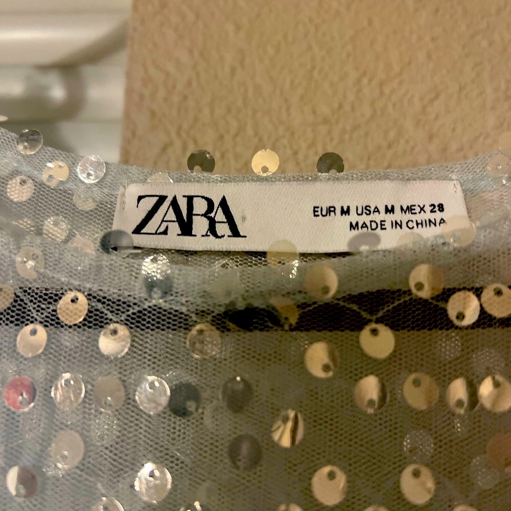 Zara Beaded light blue blouse. - Picture 2 of 4